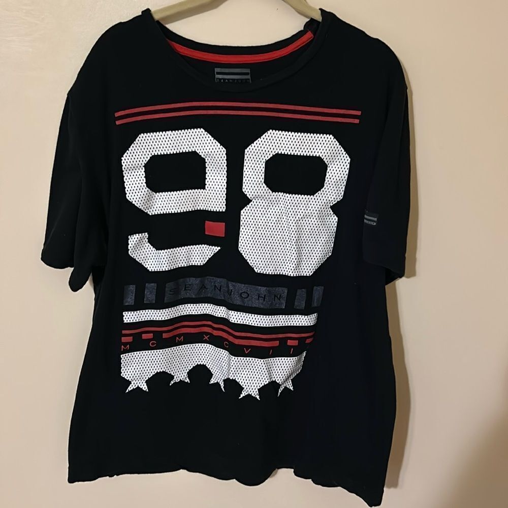 Sean John Mens XL black t shirt short sleeve SJ 98 MCM XC VIII